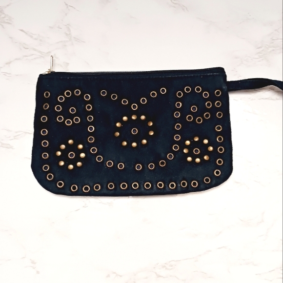 None Handbags - Blue Suede Wristlet EUC